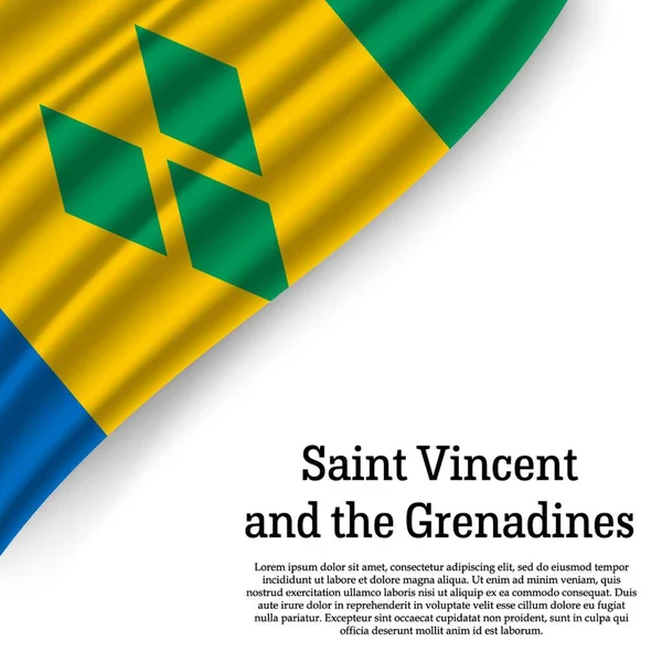 挥舞着圣文森特和格林纳丁斯的旗帜在白色背景 独立日模板 向量例证 — 图库矢量图片