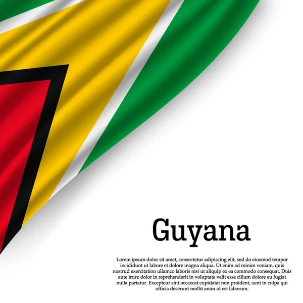 Viftande Flagga Gyyana Vit Bakgrund Mall För Självständighetsdagen Vektorillustration — Stock vektor