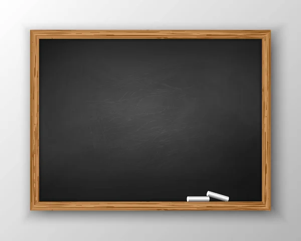 Krijtbord Met Houten Frame Vuile Schoolbord — Stockvector