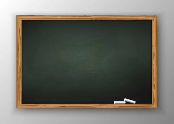 Krijtbord Met Houten Frame Vuile Schoolbord — Stockvector