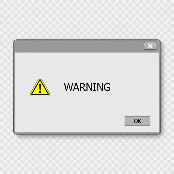 Предупреждение Операционной Системы Окна Иллюстрация Белом Изолированном Фоне — стоковый вектор