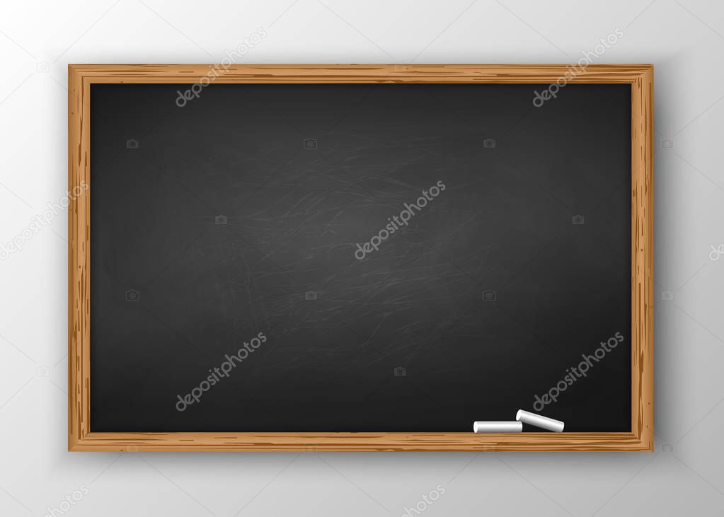 Blackboard with wooden frame, dirty chalkboard