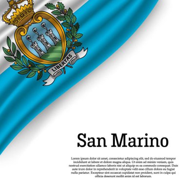 Beyaz arka plan üzerinde San Marino bayrağı sallayarak. Bağımsızlık günü için şablon. vektör çizim