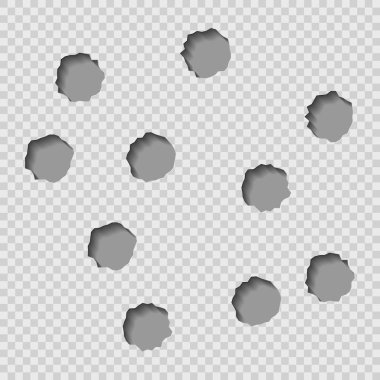 bullet holes. Isolated on white transparent background clipart