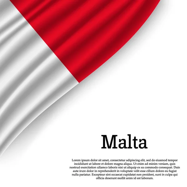 Ondeando Bandera Malta Sobre Fondo Blanco Plantilla Para Día Independencia — Vector de stock