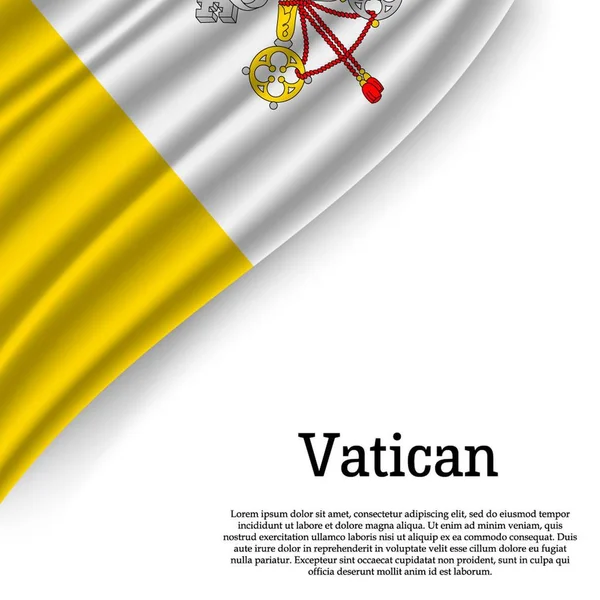 Agitant Drapeau Vatican Sur Fond Blanc Modèle Pour Fête Indépendance — Image vectorielle