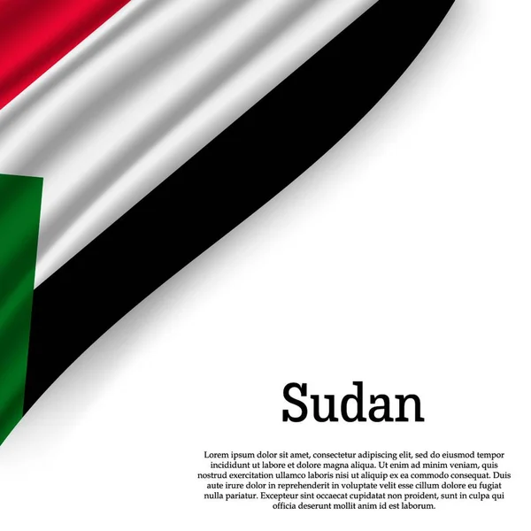 Wapperende Vlag Van Soedan Witte Achtergrond Sjabloon Voor Dag Van — Stockvector