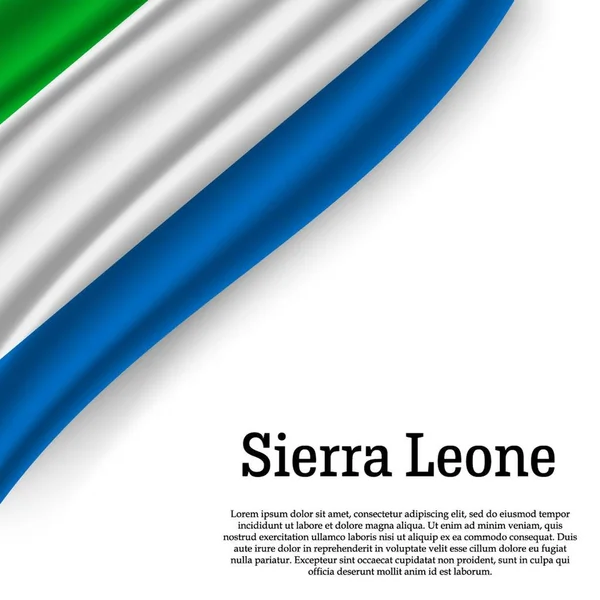 Beyaz Arka Plan Üzerinde Sallanan Bayrak Sierra Leone Bağımsızlık Günü — Stok Vektör