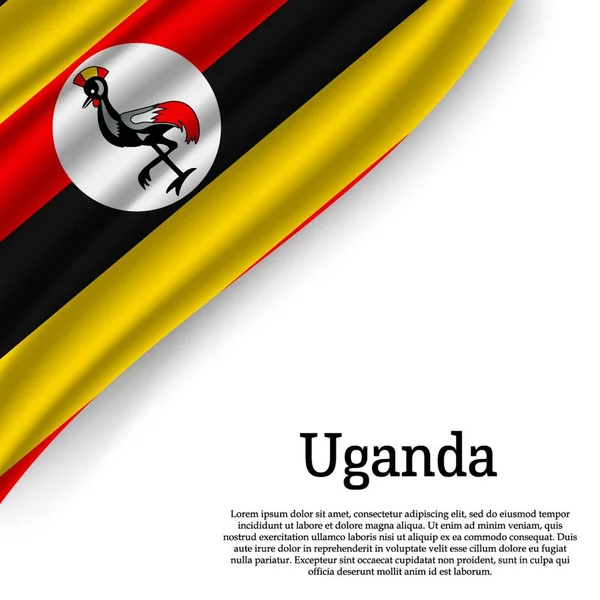 Waving Flag Uganda White Background Template Independence Day Vector Illustration — Stock Vector