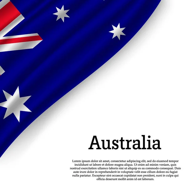 Ondeando Bandera Australia Sobre Fondo Blanco Plantilla Para Día Independencia — Archivo Imágenes Vectoriales