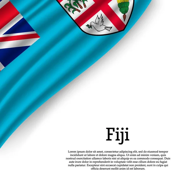 Ondeando Bandera Fiyi Sobre Fondo Blanco Plantilla Para Día Independencia — Vector de stock