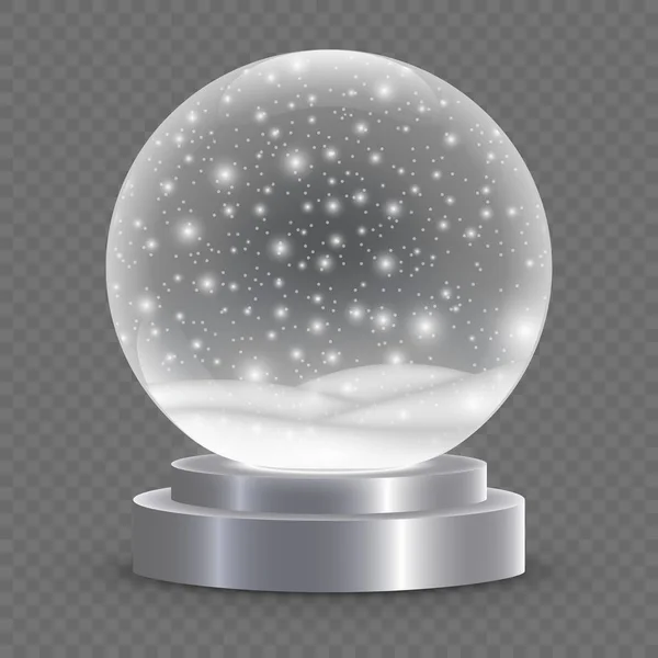 Christmas Snow Globe Isolerade Vektorillustration Vinter Glaskula Kristall Kupol Med — Stock vektor