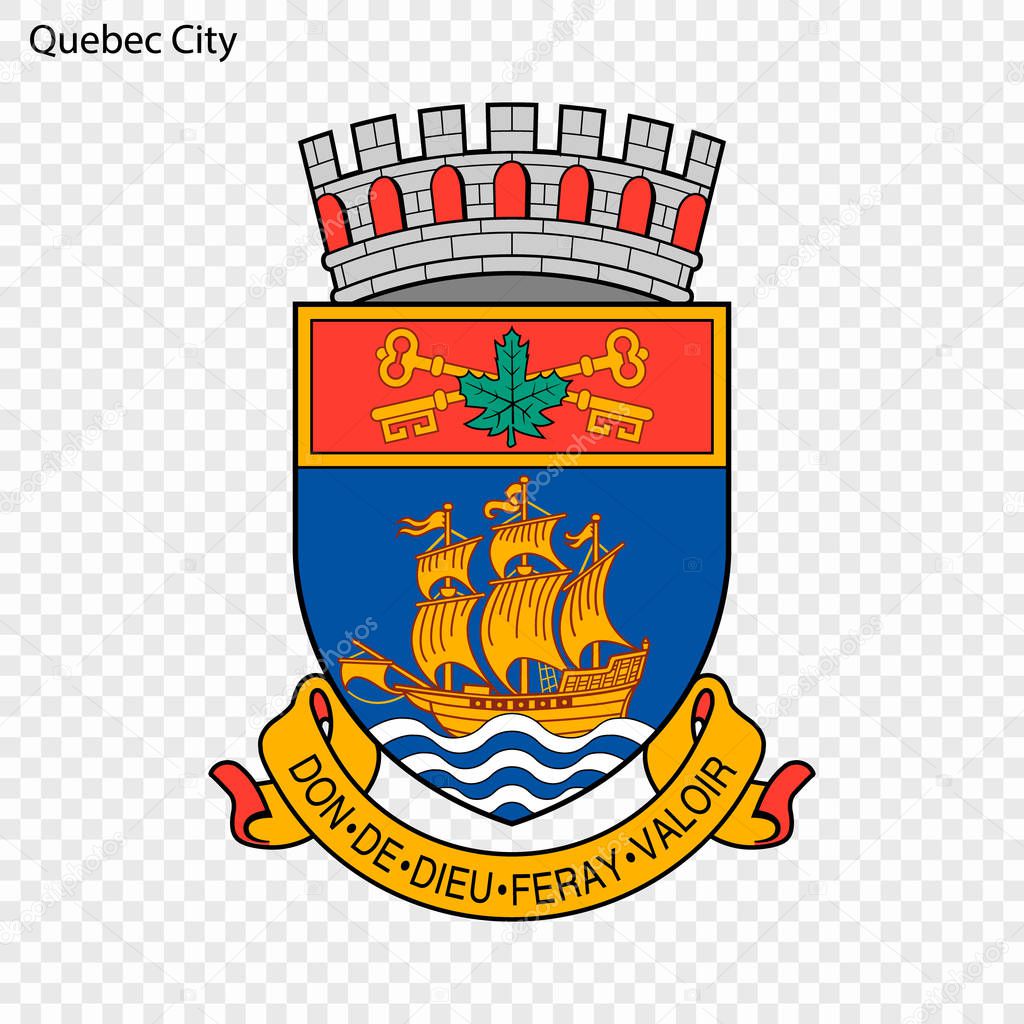 Emblem of Quebec City. City of Canada. Vector illustration