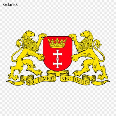 Gdansk arması. Polonya şehir. Vektör çizim