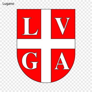 Lugano arması. İsviçre şehir. Vektör çizim