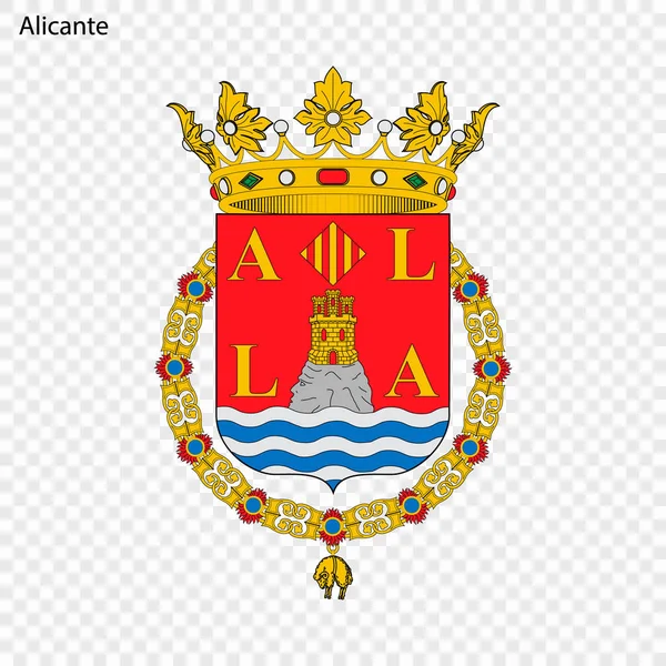 Godło Miasta Alicante Miasta Hiszpanii Ilustracja Wektorowa — Wektor stockowy