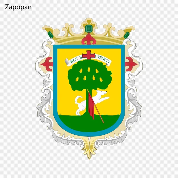 Embleem Van Zapopan Stad Van Mexico Vectorillustratie — Stockvector