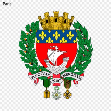 Paris amblemi. Fransa şehir. Vektör çizim