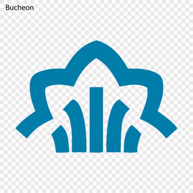 Bucheon arması. City Güney Kore. Vektör çizim