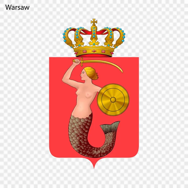Герб Варшавы Город Польша Векторная Иллюстрация — стоковый вектор