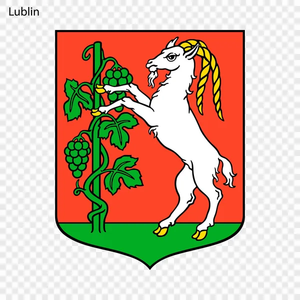 Emblem Von Lublin Stadt Polens Vektorillustration — Stockvektor