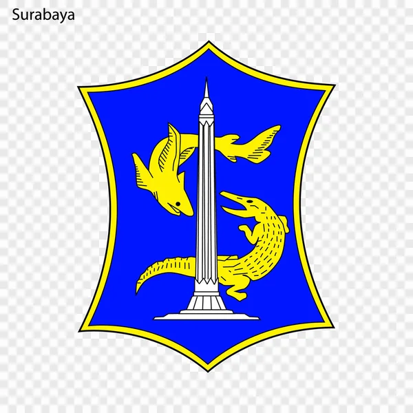 Embleem Van Soerabaja Stad Van Indonesië Vectorillustratie — Stockvector