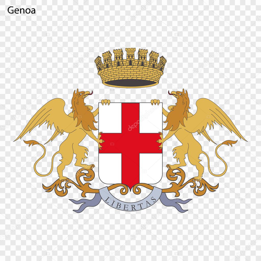 Emblem of Genoa. City of Italy. Vector illustration