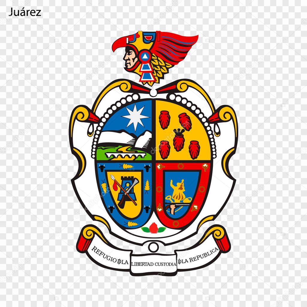 Emblem of Juarez. City of Mexico. Vector illustration