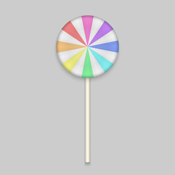 Caramelo Rainbow Lolipop Sobre Fondo Blanco Ilustración Vectorial — Vector de stock