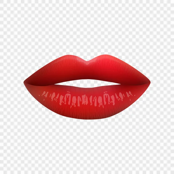 Realista Labios Rojos Aislados Ilustración Vectorial — Archivo Imágenes Vectoriales