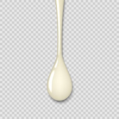 Gerçekçi sıvı temel üzerinde izole şeffaf arka plan damla. Krema veya süt akışı damla