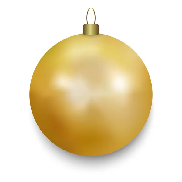 Χρυσό Χριστούγεννα Μπάλα Απομονώνονται Λευκό Φόντο Vector Εικονογράφηση — Διανυσματικό Αρχείο