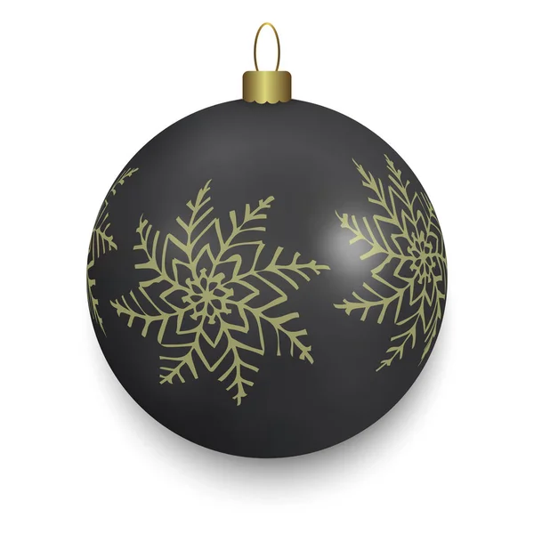 Bola Natal Preto Isolado Fundo Branco Ilustração Vetorial — Vetor de Stock