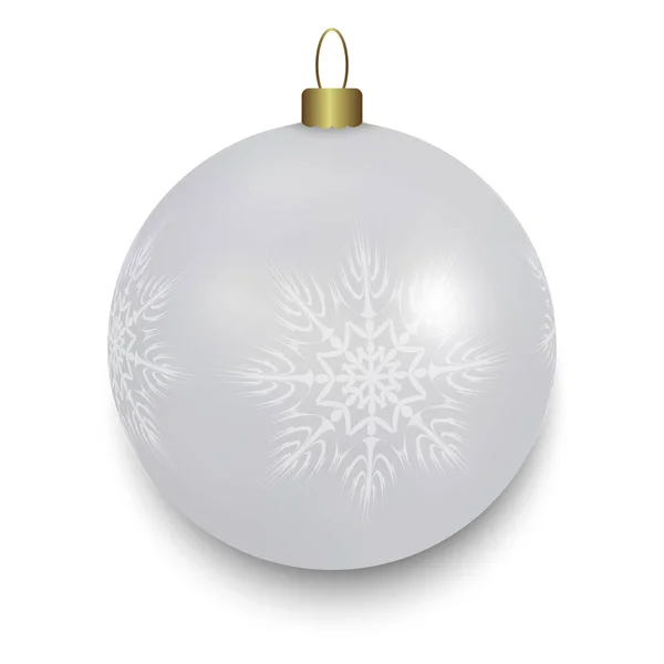 White Christmas Ball Isolated White Background Vector Illustration — Stock Vector