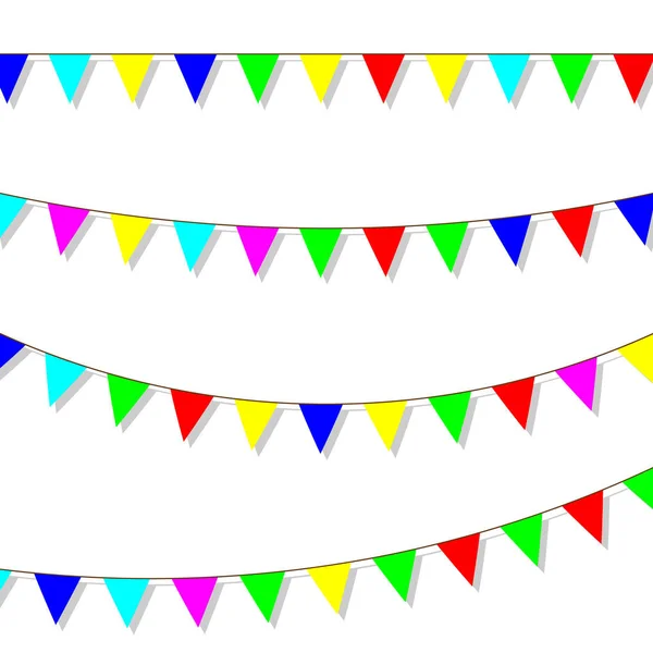 Guirnalda Con Banderines Colores Celebración Del Diseño Fondo Bandera — Vector de stock