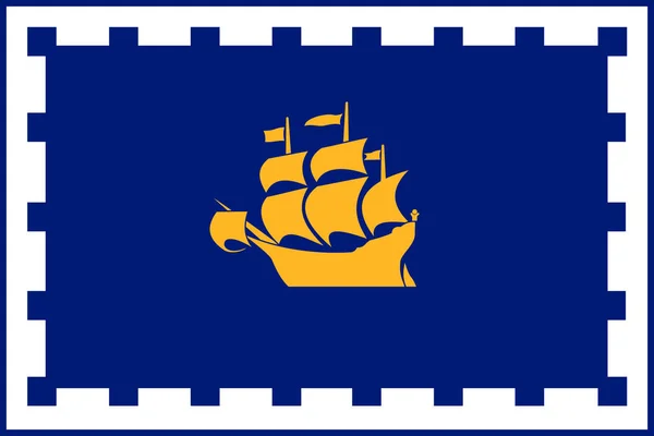 Jednoduchý Vlajka Quebec City Město Kanady Správné Barvy Část — Stockový vektor