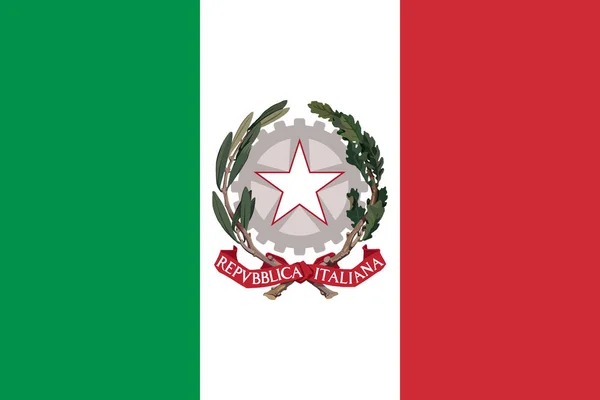 Bandera Original Italia Con Escudo Armas — Vector de stock