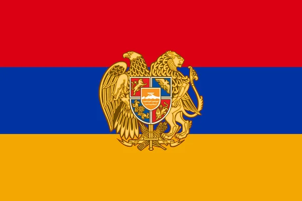 Bandera Original Armenia Con Escudo Armas — Vector de stock