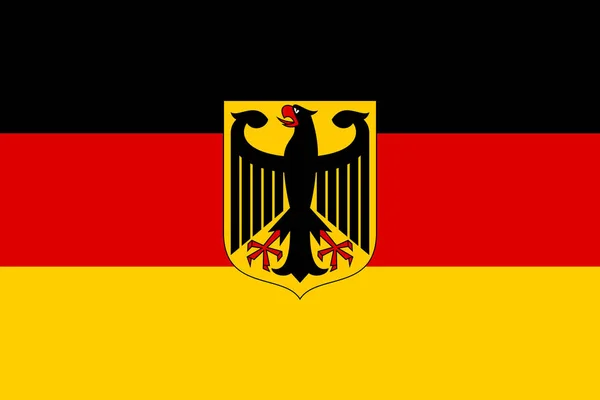 Bandera Original Alemania Con Escudo Armas — Vector de stock