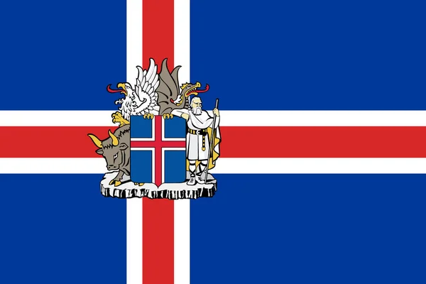 Bandera Original Islandia Con Escudo — Vector de stock