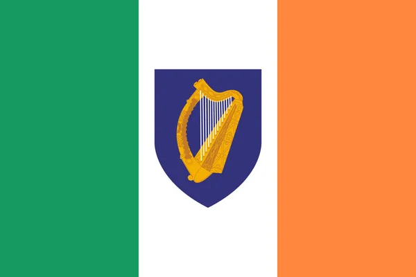 Bandiera Originale Dell Irlanda Con Stemma — Vettoriale Stock