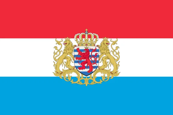 Bandeira Original Luxemburgo Com Brasão Armas —  Vetores de Stock