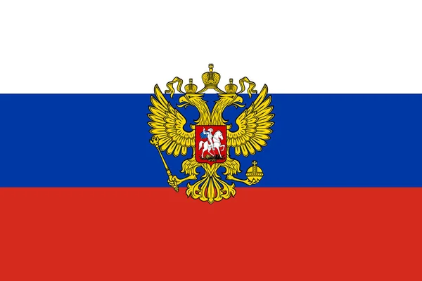 Originele Vlag Van Rusland Met Wapenschild — Stockvector