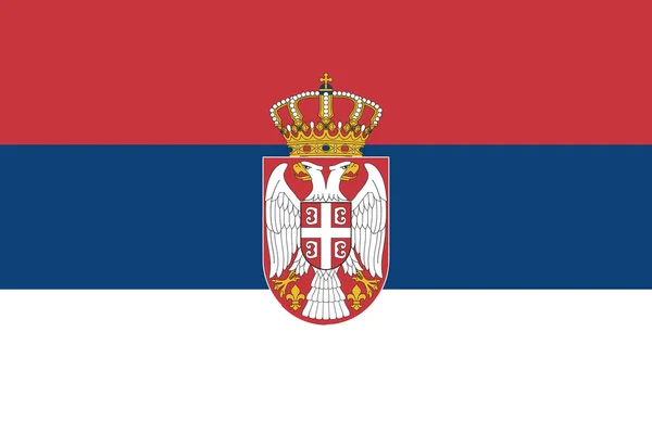 Bandera Original Serbia Con Escudo — Vector de stock
