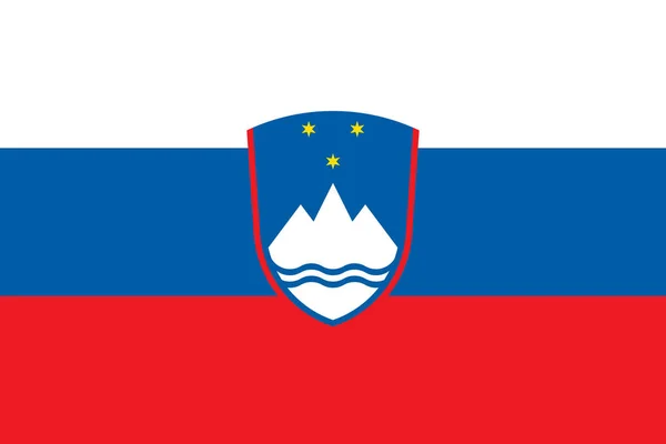 Bandera Original Eslovenia Con Escudo Armas — Vector de stock