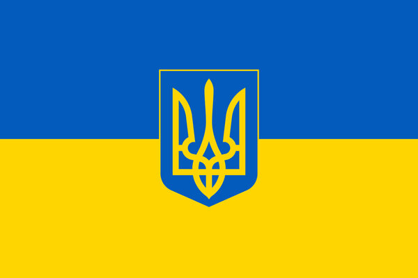 Original flag of Ukraine with coat of arms