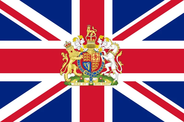 英国的原始的旗子与徽章 — 图库矢量图片