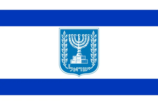 Bandeira Original Israel Com Brasão Armas —  Vetores de Stock