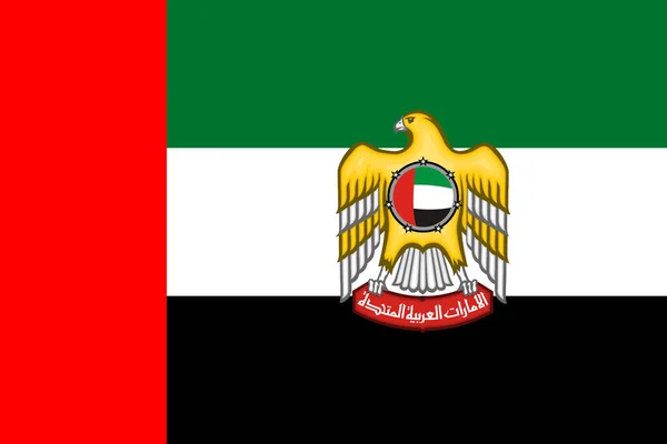 Флаг Объединённых Арабских Эмиратов Гербом — стоковый вектор