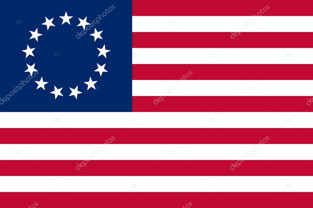 Betsy Ross flag. Historical flag of Unnited States